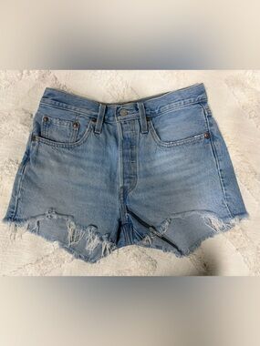 Levi's Light Blue Distressed Cutoff Jean Shorts